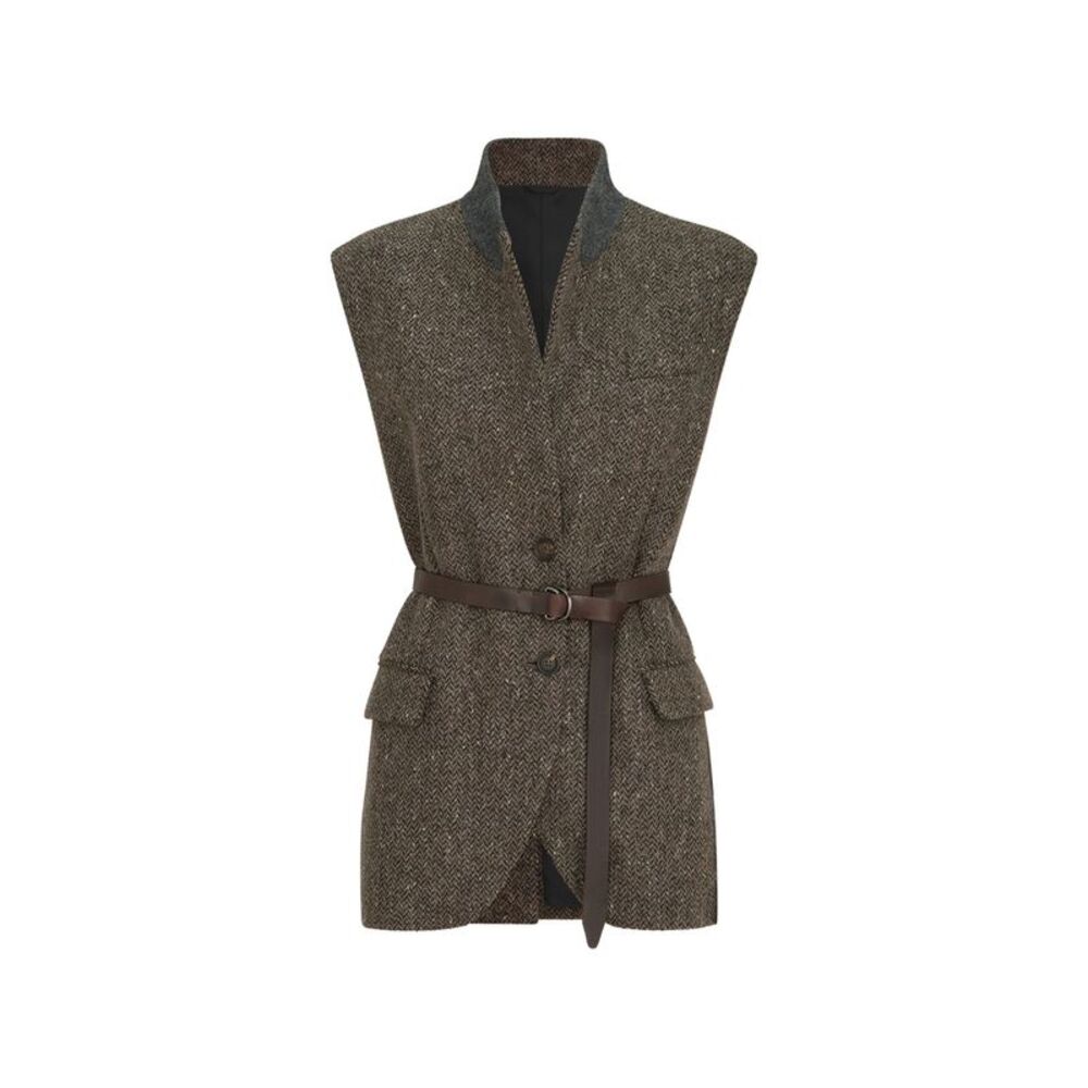 Brunello Cucinelli Brown Jackets - Waistcoat & Gilets Women